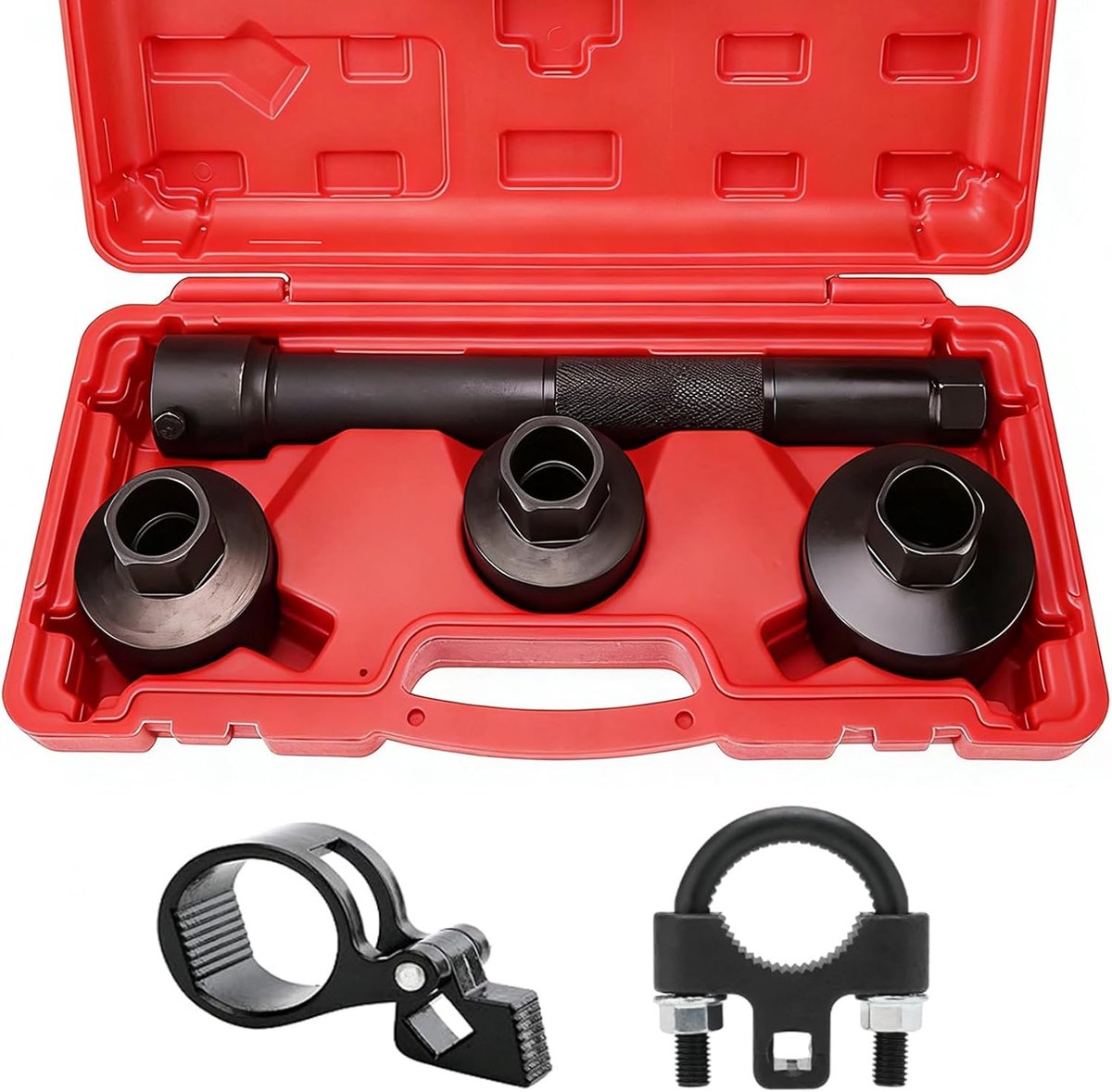 SnelShoppen - 3-in-1 Axiaal Gewricht Gereedschapsset, Universele Spoorstangen, Moervergrendelingsgereedschap, 27-45 mm, Inclusief Sleutel en Trekker