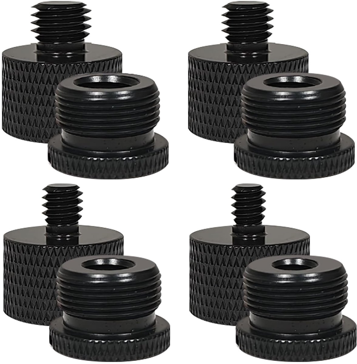 SnelShoppen - 8-delige Microfoon Stand Adapter Set 5/8 naar 3/8, 3/8 naar 5/8, 5/8 naar 1/4, 1/4 naar 5/8 - Aluminium, Zwart, Robuust, Voor Camera en