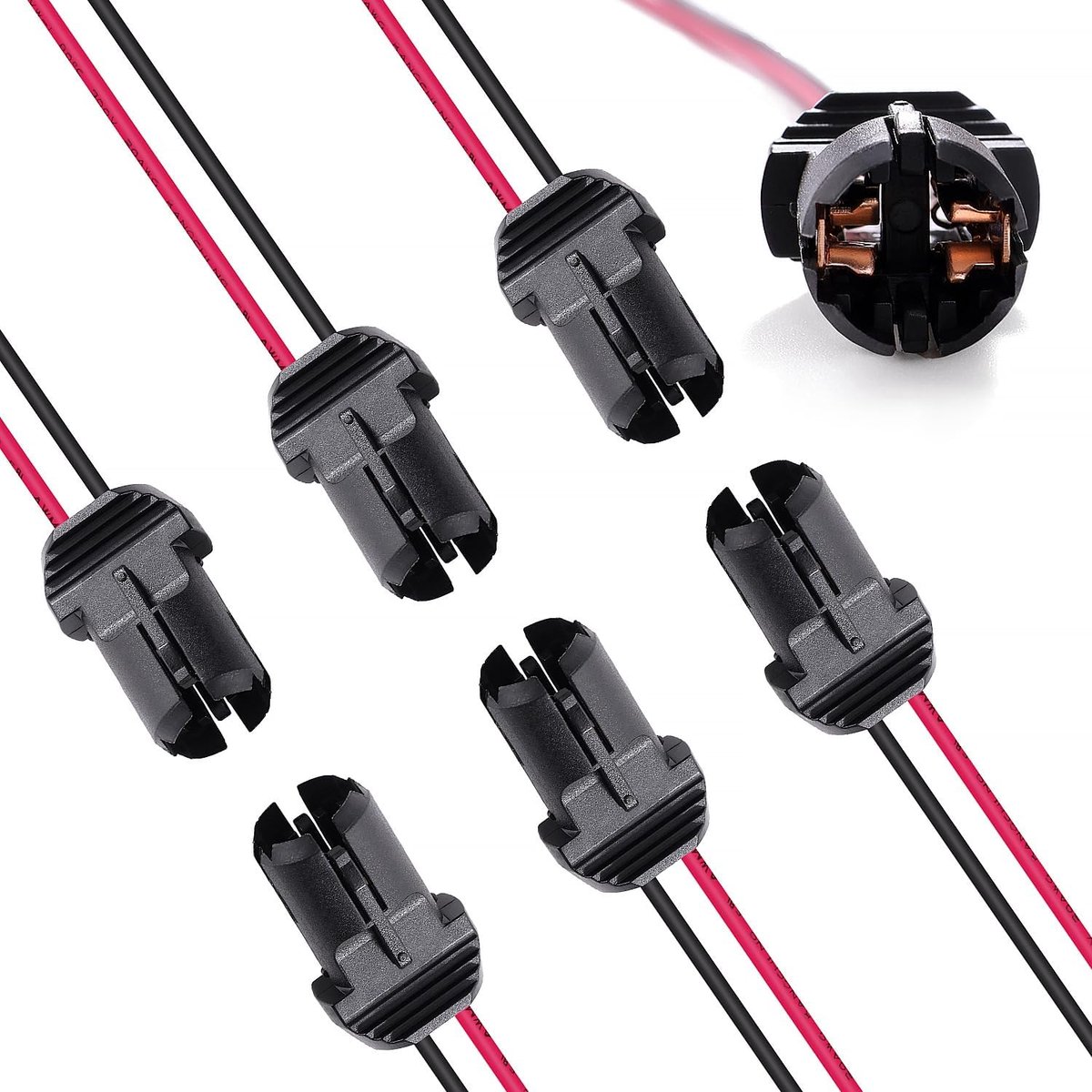 6x T10 Lampfittingen met Draadverlenging voor Auto, Fiets en Boot Verlichting