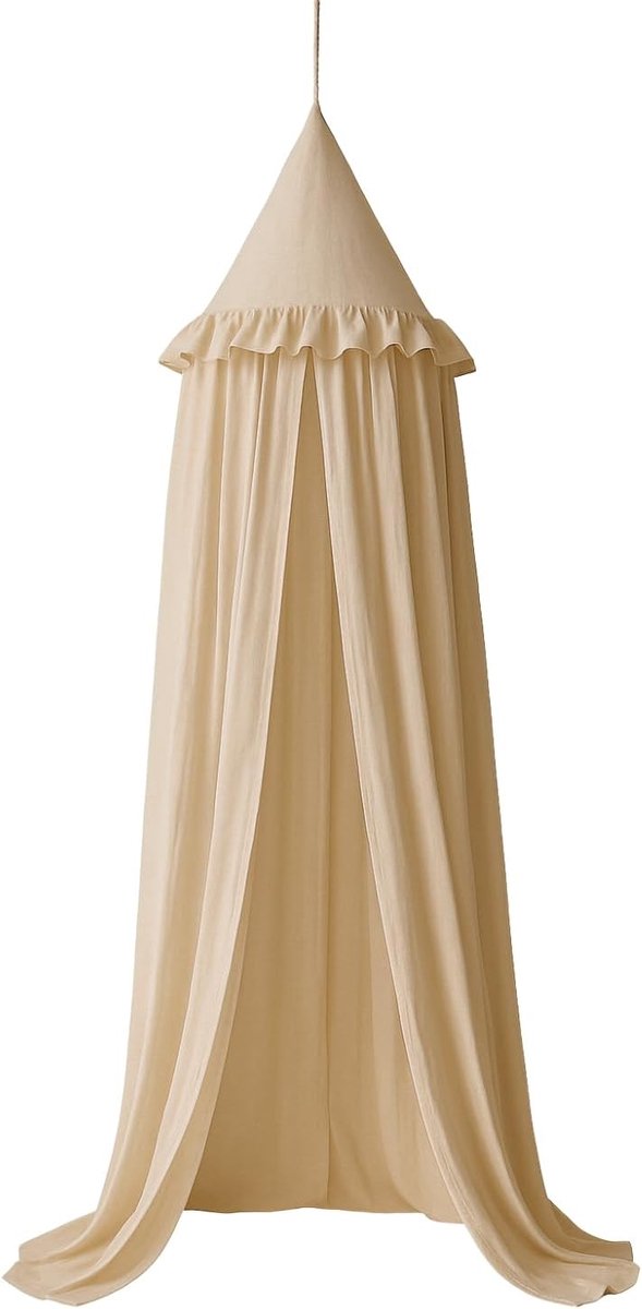 SnelShoppen - Wonder Space Canopy voor Kinderbed met Ruffles, Pastel Kleuren, Neutrale Kleuren voor Jongens en Meisjes, Frills Gordijn voor Kleuter, H