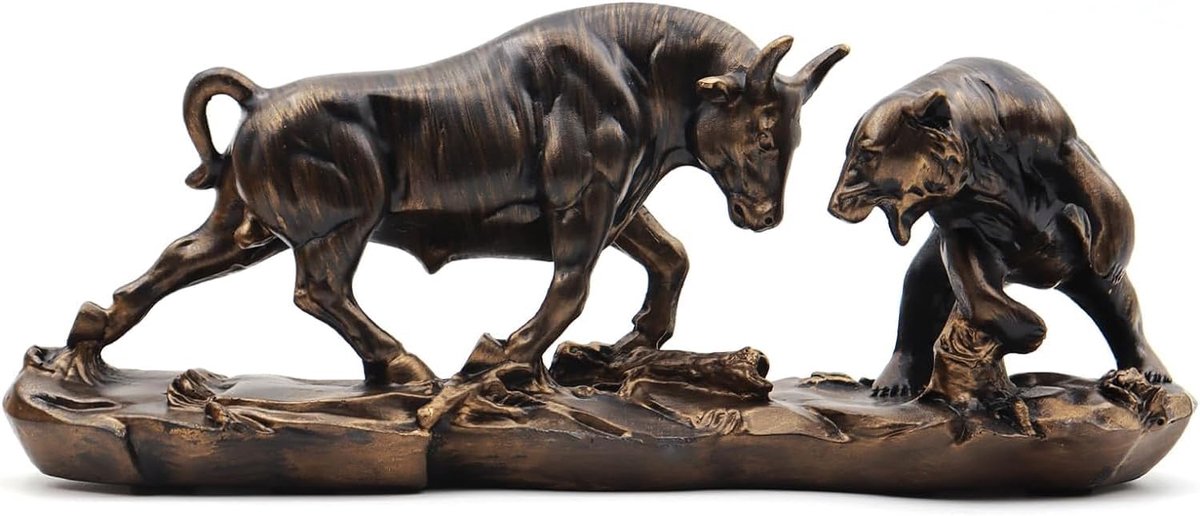 SnelShoppen - Wall Street Bull & Bear Beeld Statue - Abstract Financieel Kantoor Decoratie voor Woonkamer, Slaapkamer, en Werkplek - Handgemaakt Hars