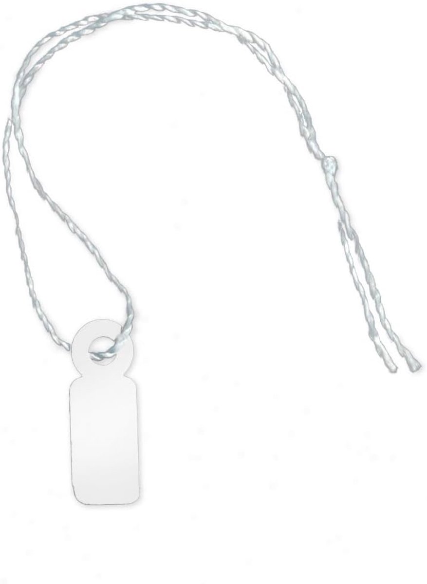 SnelShoppen - 100 Witte Blank Price Tags met Draad (7 x 19 mm) - Labels voor Prijs, Labelen, Cadeautags, Kleding en Accessoires van Karton met Katoene