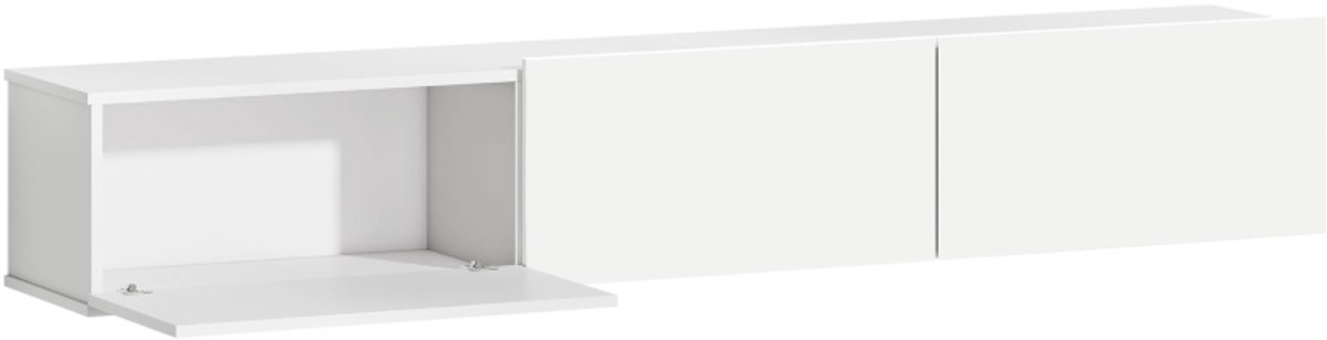 Clruro Tv-meubel - 180 cm Breed - Wandmodel - met 3 Laden - Spaanplaat - Wit