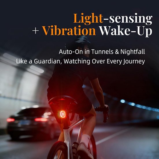 Fietsverlichting - Fiets Achterlicht - Fietsverlichting Oplaadbaar - USB-C Oplaadbaar LED Achterlicht met Remsensor - Lichtsensor - Bewegingssensor - IPX6 Waterdicht - 4 Lichtmodi voor Racefiets - MTB - E-bike en Stadsfiets — afbeelding 5