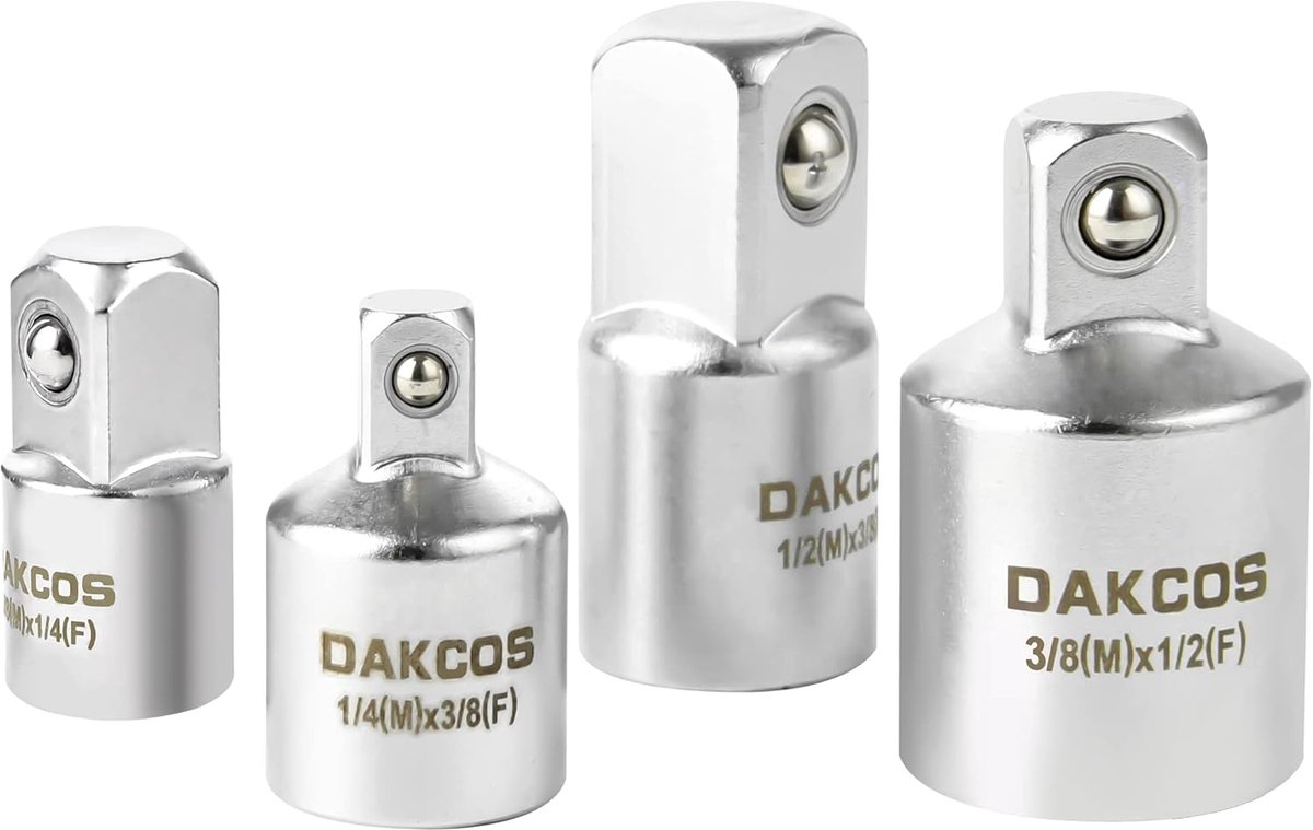 SnelShoppen - Adapter Socket Set 4pcs | 1/4" naar 3/8", 3/8" naar 1/4", 3/8" naar 1/2", 1/2" naar 3/8" | Hoogwaardige CR-V | Universele Wrench Set voo