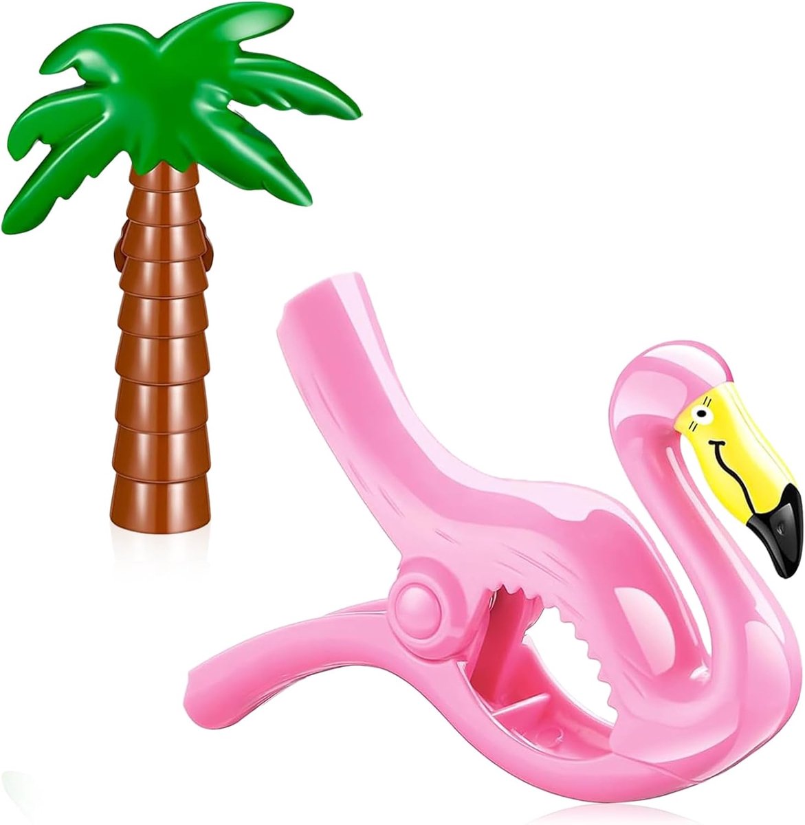 SnelShoppen - Towel Clips voor Strandstoelen - 2 Stuks Grote Strandhanddoek Klemmen Flamingo - Handdoek Klemmen voor Strand, Bad, Zwembad - Duurzaam K