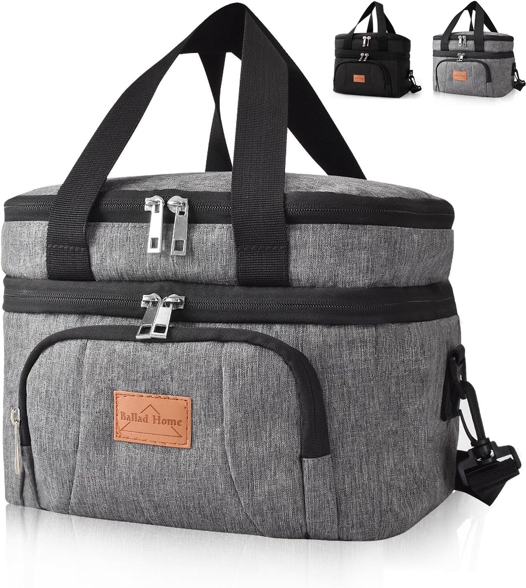 SnelShoppen - Insulated Lunch Bag 10L - Lunch Cooler Bag met Dubbele Compartimenten - Thermische Tas - Verstelbare Schouderband - Ideaal voor Strand,