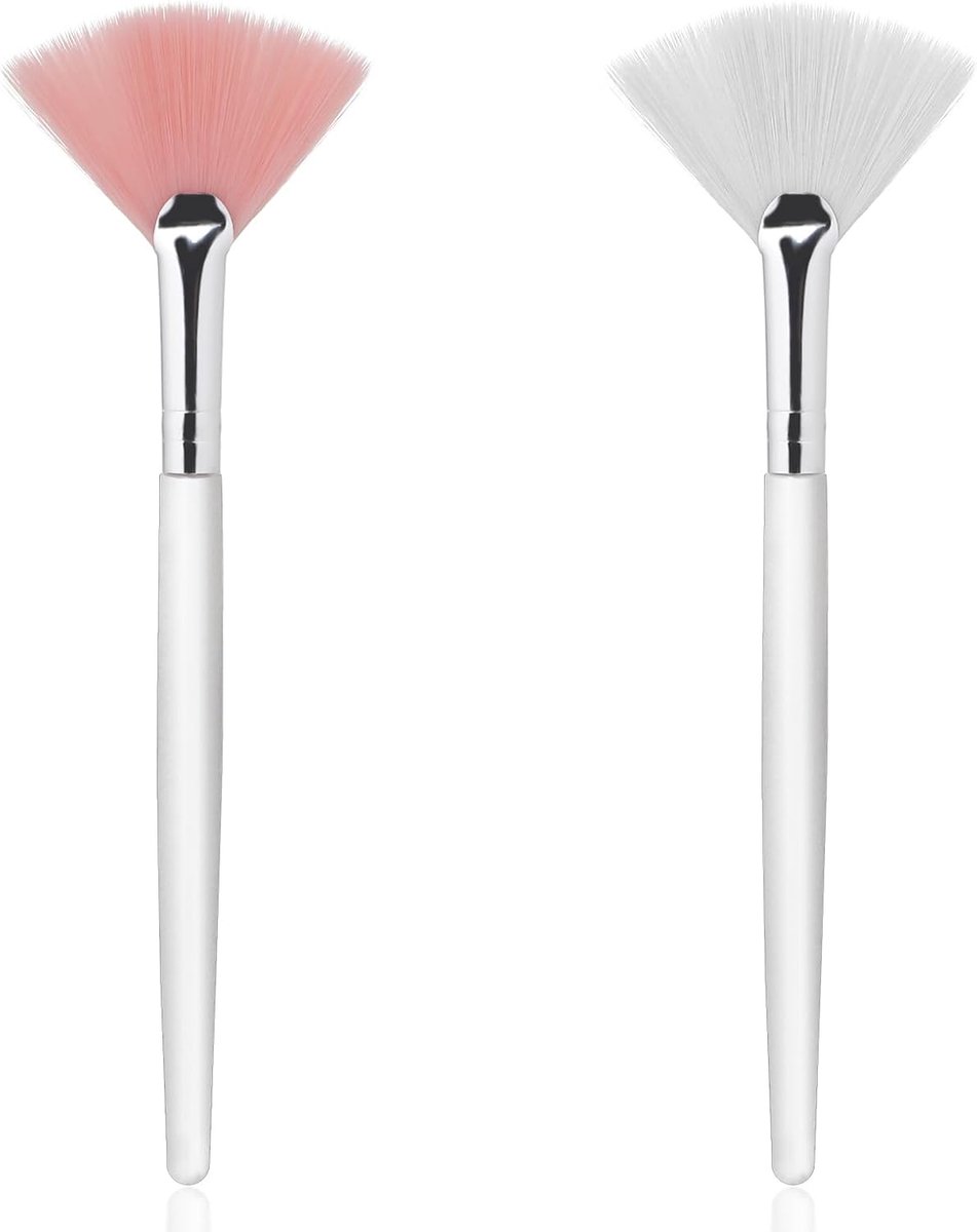 SnelShoppen - 2 Stuks Fan Brushes Cosmetica 6 Inch Zachte Gezichtsborstels voor Vrouwen en Meisjes - Multifunctionele Make-up Kwasten voor Masker en C