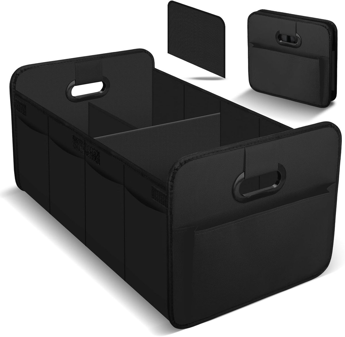 SnelShoppen - Kofferbakorganizer Opvouwbaar 70L met 10 Zijvakken, Waterdicht en Antislip, Versterkte Bodem voor Auto, SUV, Vrachtwagen, Camper - Zwart