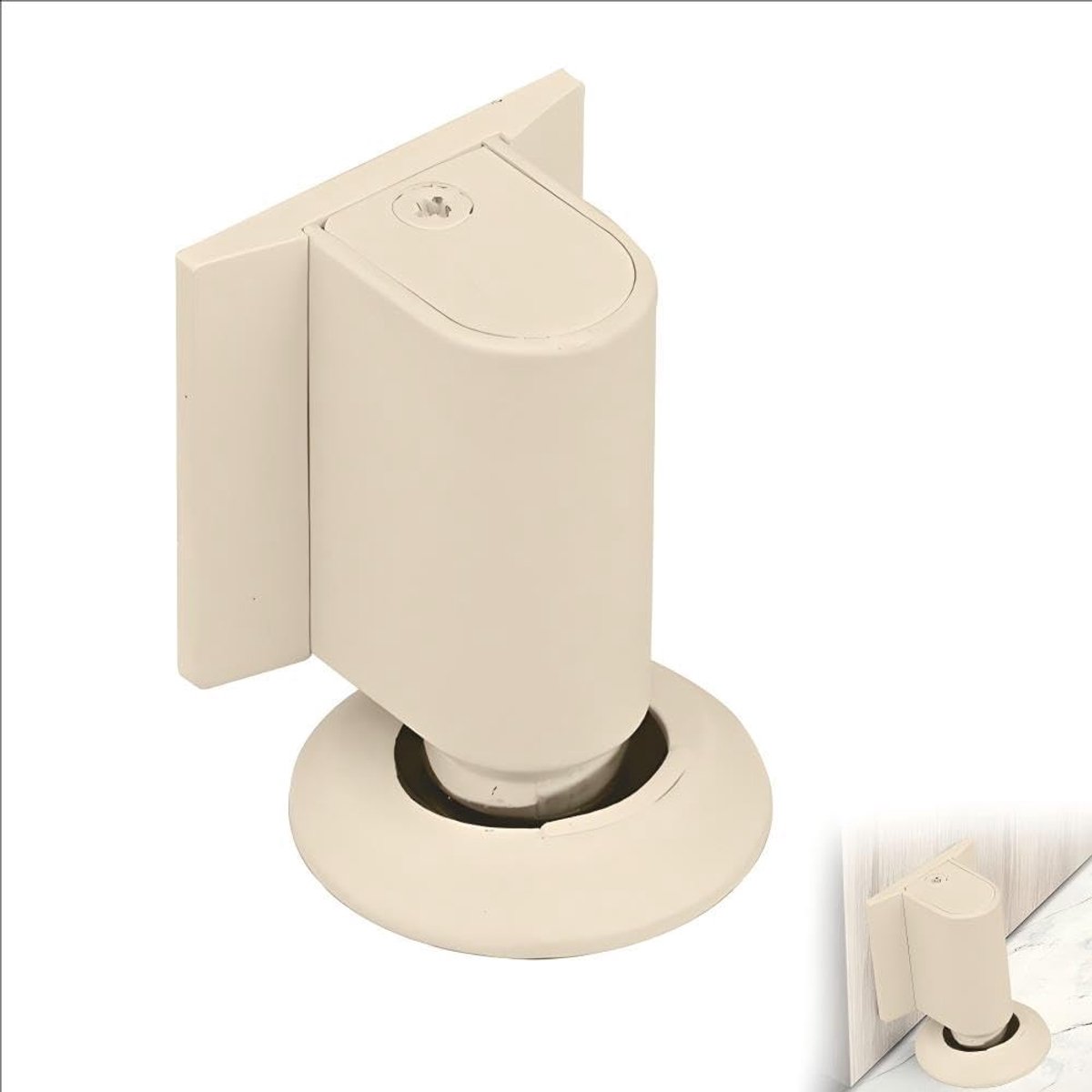 SnelShoppen - Magnetische Deurstoppers van Zinklegering, Zelfklevende Vloerdeurstoppers met Schroeven, Verstelbare Hoogte, Wit voor Kantoor, Slaapkame