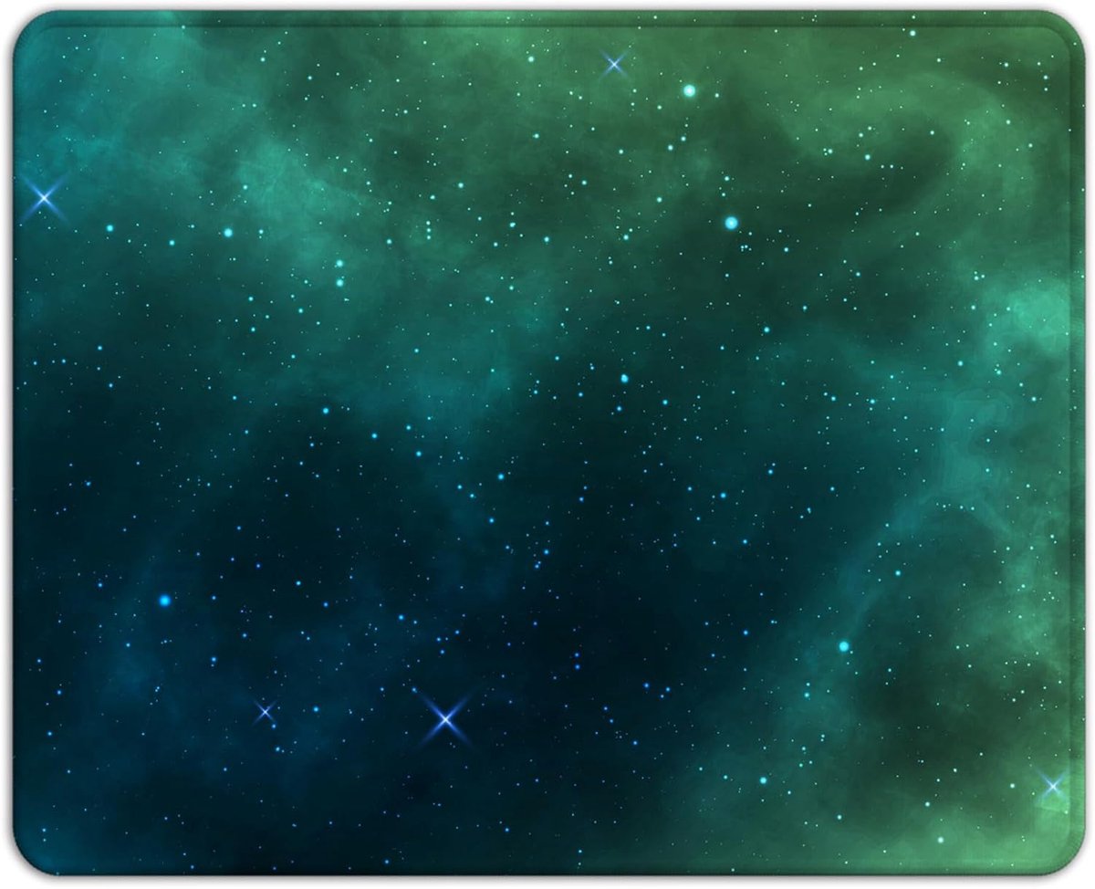 SnelShoppen - Kleine Mouse Pad 21 x 26 cm Groen Galaxy - Compacte Muismat voor Thuis, Kantoor en Gaming - Hoogwaardige Lycra en Antislip Onderkant