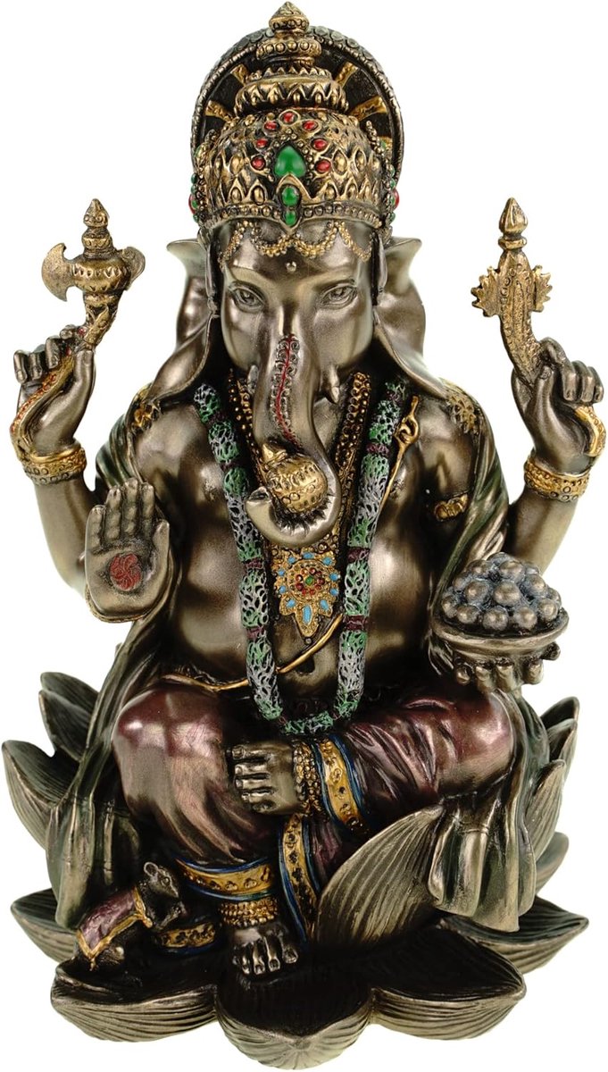 SnelShoppen - Decoratieve Ganesha Beeld - Spiritueel Symbool van Wijsheid - Hoogwaardige Polyresin met Bronzen Laag - Uniek en Gedetailleerd - Perfect