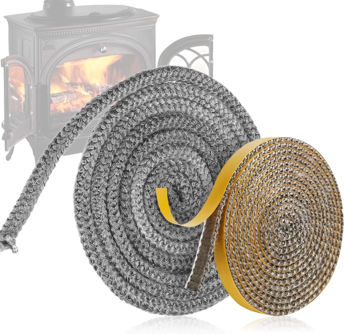 Ovenafdichtkoord 10mm x 3m voor Kachel en Haard - Hittebestendig, Zelfklevend en Duurzaam Afdichtmateriaal