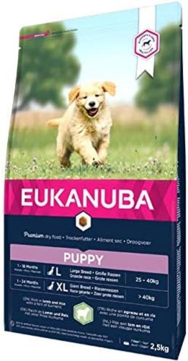 SnelShoppen - Premium hondenvoer voor grote rassen met lam en rijst - Droogvoer voor groeiende puppy's, 2.5kg - Gezonde spijsvertering en sterke botte