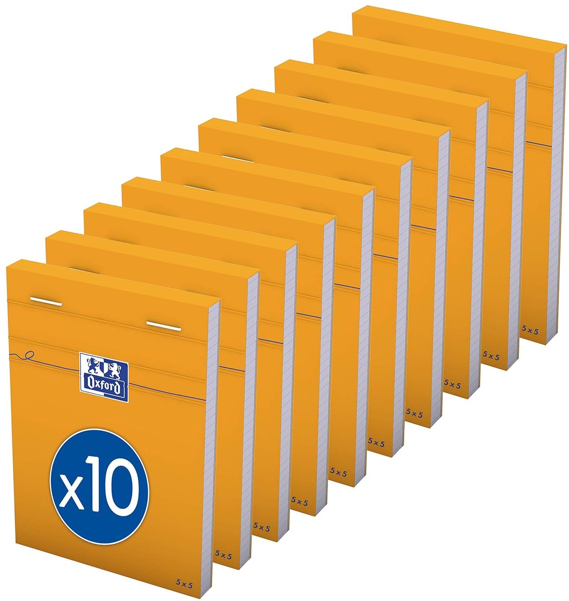 SnelShoppen - Notepads 10 stuks, Oranje, 8.5 x 12 cm, Kleine Ruitjes, 5 mm Regels, 80 Bladen, Gecoate Kaft, Ideaal voor Notities, School, Kantoor en T