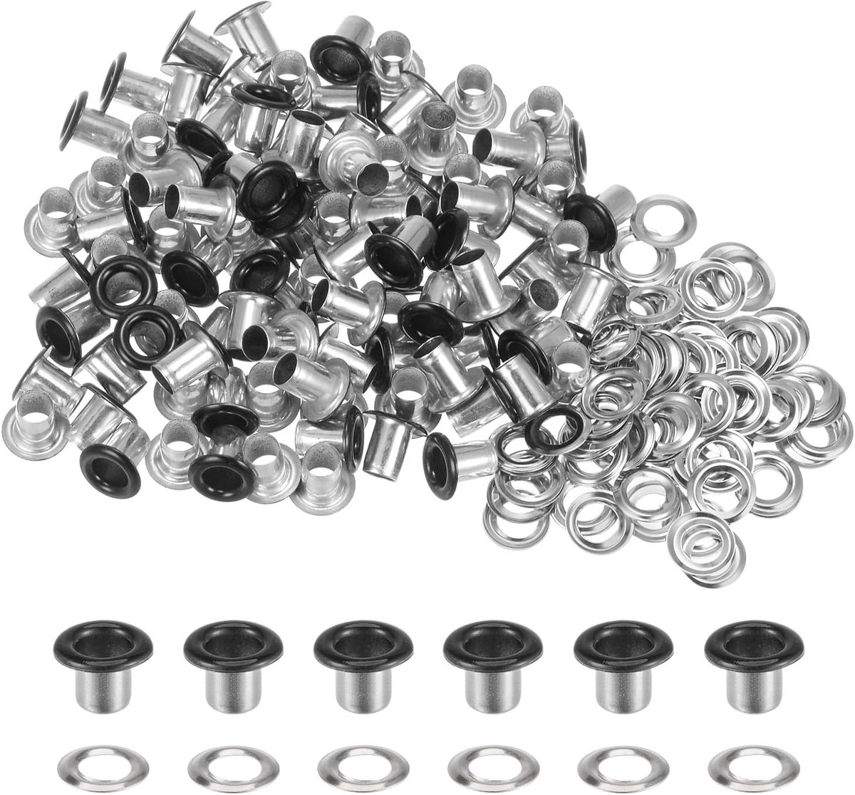 SnelShoppen - 100pcs Zwarte Metaal Eyelets met Wasers 1/6 Inch (4mm) Binnen Diameter voor Schoenen, Leer, Beads, Canvas en Labels - Duurzaam en Corros