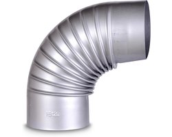 SnelShoppen - FIREFIX A120/B FAL 90° Rigid Stove Pipe Ø 120 mm - Zwart Stalen Kachelpijp met 2 Reinigingsdeuren, 0,6 mm Dikte, Perfect voor Verwarming