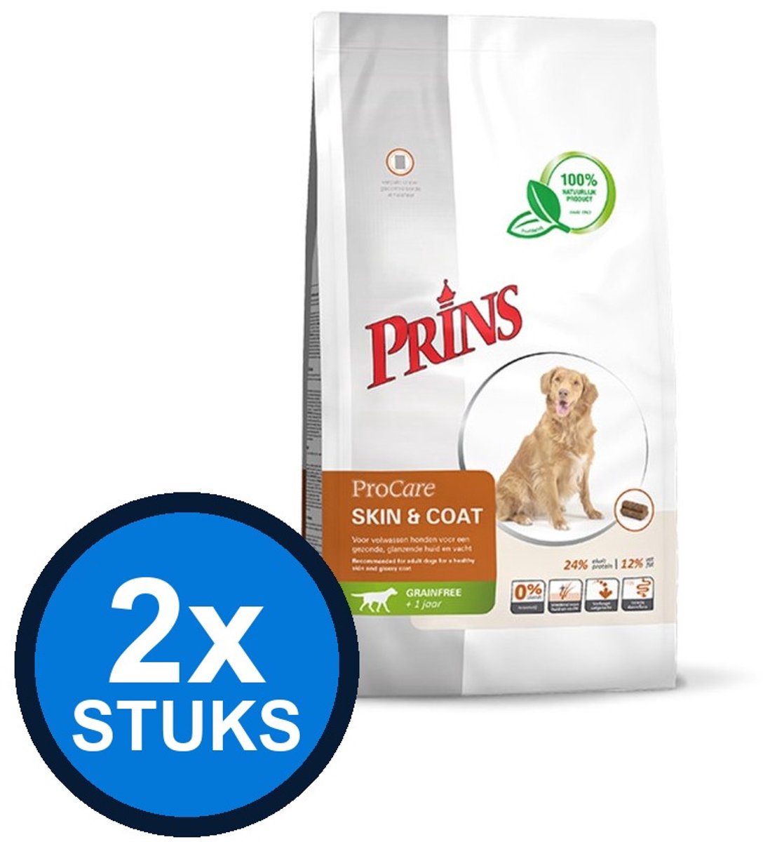 2x Prins - ProCare grainfree skin&coat 3kg - Hondenvoer - 3 kg