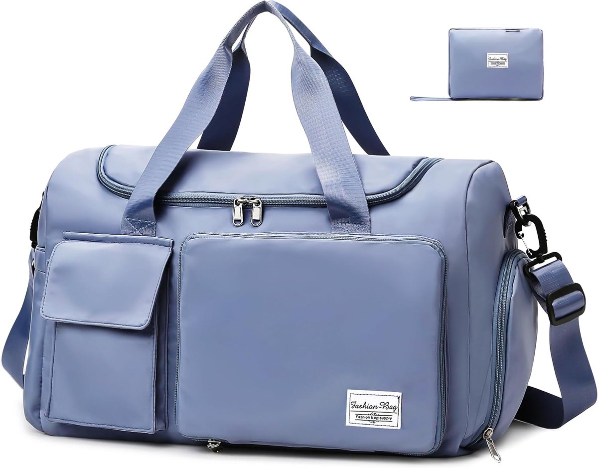 SnelShoppen - Grote Waterdichte Sporttas voor Mannen en Jongens, Reisgymtas met Schoencompartiment en Vochtcompartiment, Blauw, Ideaal voor Fitness, Z