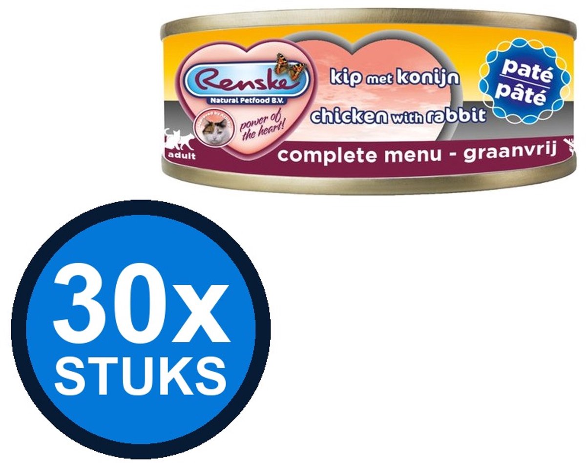 Renske Renske - Vers kat paté kip/konijn 70gr - Kattenvoer Natvoer - 70 g