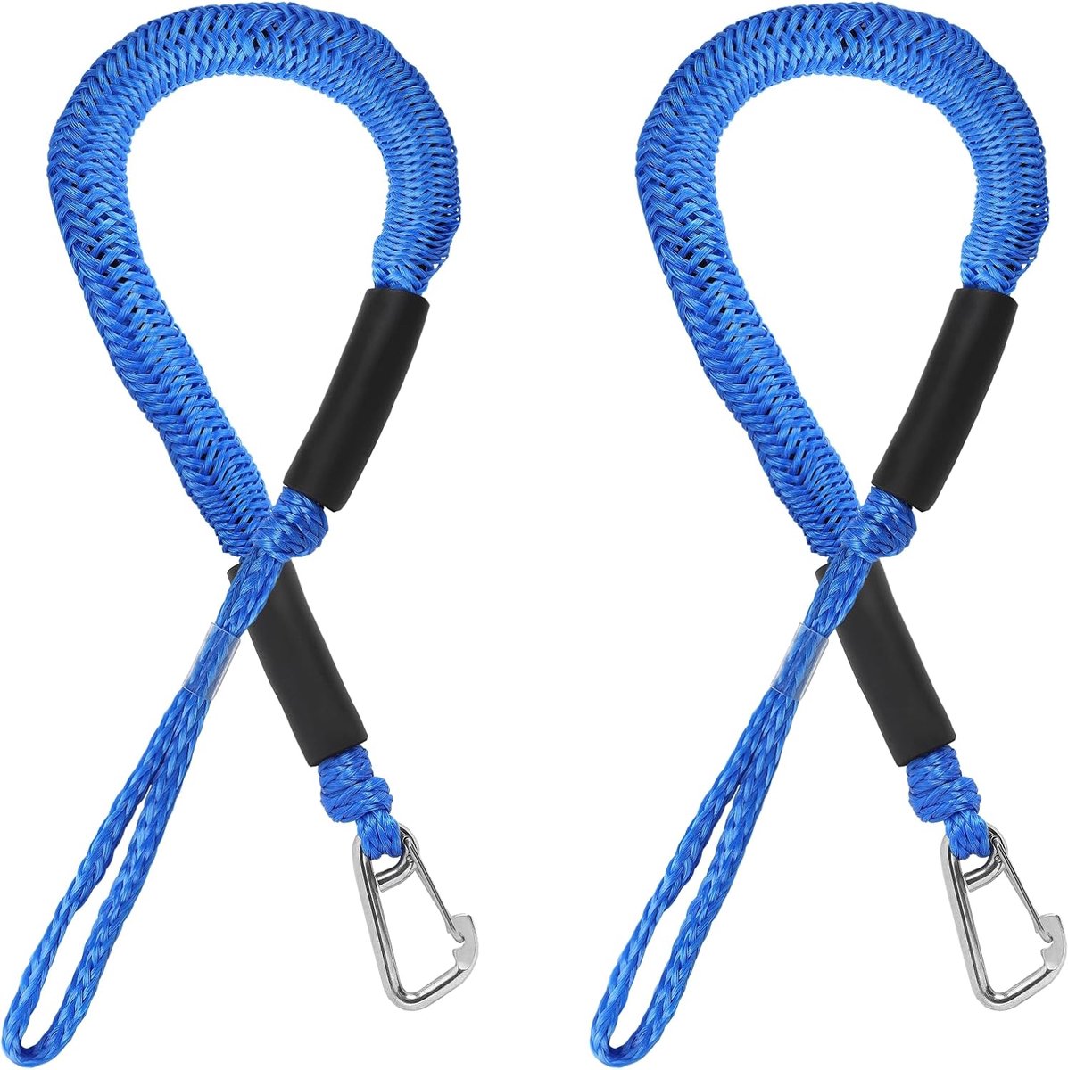 SnelShoppen - 2 x Boot Bungee Touw 4 Voet (1.2m) met Snelle Ontkoppeling en Haak, Bootaccessoires voor Motorboot, Blauw