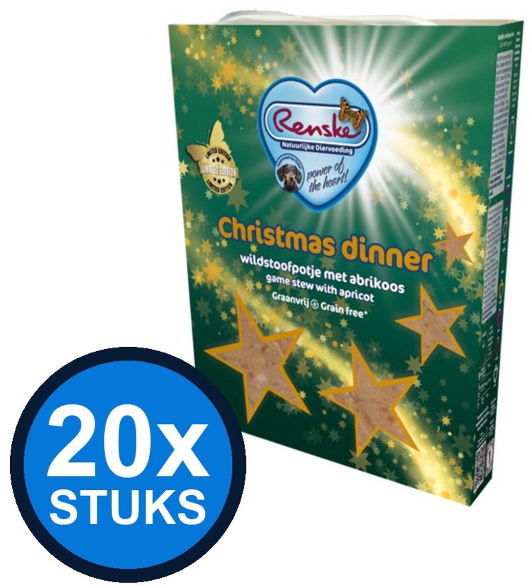 Renske Renske - Vers hond adult graanvrij eend&hert kerst limited 395gr - Hondenvoer Natvoer - 395 g
