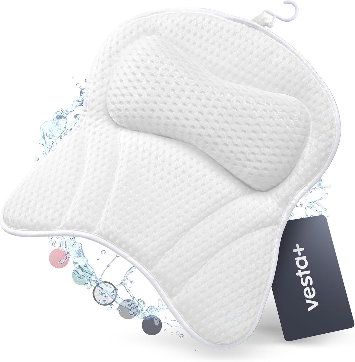 SnelShoppen - Luxe Nek Kussen voor Bad met Zuignappen, Ergonomisch Badkussen voor Hoofd, Nek & Schouders, Ideaal voor Ontspannen in Bad of Bubbelbad,