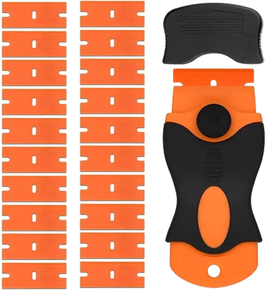 SnelShoppen - Mini Plastic Schraper met 20 Vervangbare Blades - Multifunctionele Schraper voor Labels, Lijmresten en Stickers op Glas, Ramen, Vloeren