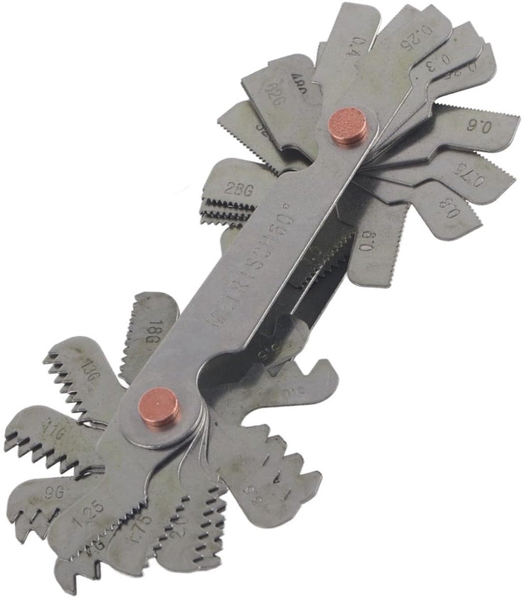 SnelShoppen - 52-delige RVS Draadmeter Set - Schroefdraad Meetgereedschap voor 60 en 55 Graden - Inclusief Metrisch en Imperiaal - Perfect voor Techni