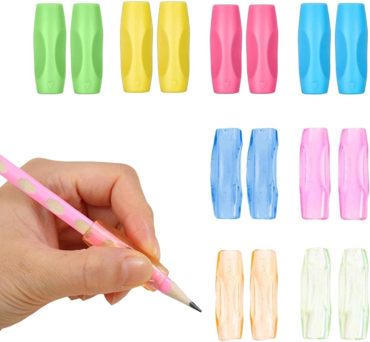 Ergonomische Penhouder van Siliconen, 16 Stuks, Schrijfhulp voor Kinderen en Volwassenen, Ideaal voor Kleuters en Creatief Schrijven
