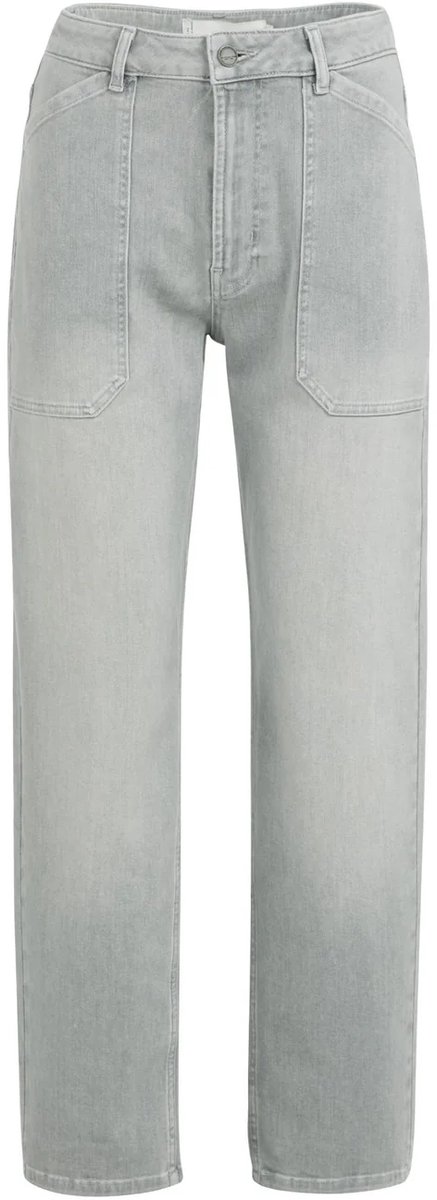 YAYA Denim cargobroek met wijde pijpen kleur mid grey maat 38