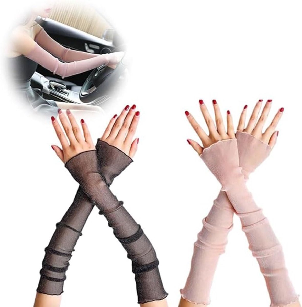 Ademende Arm Sleeves voor Dames met Kanten Manchet, UV-bescherming, Ideaal voor Zomer en Buitenactiviteiten