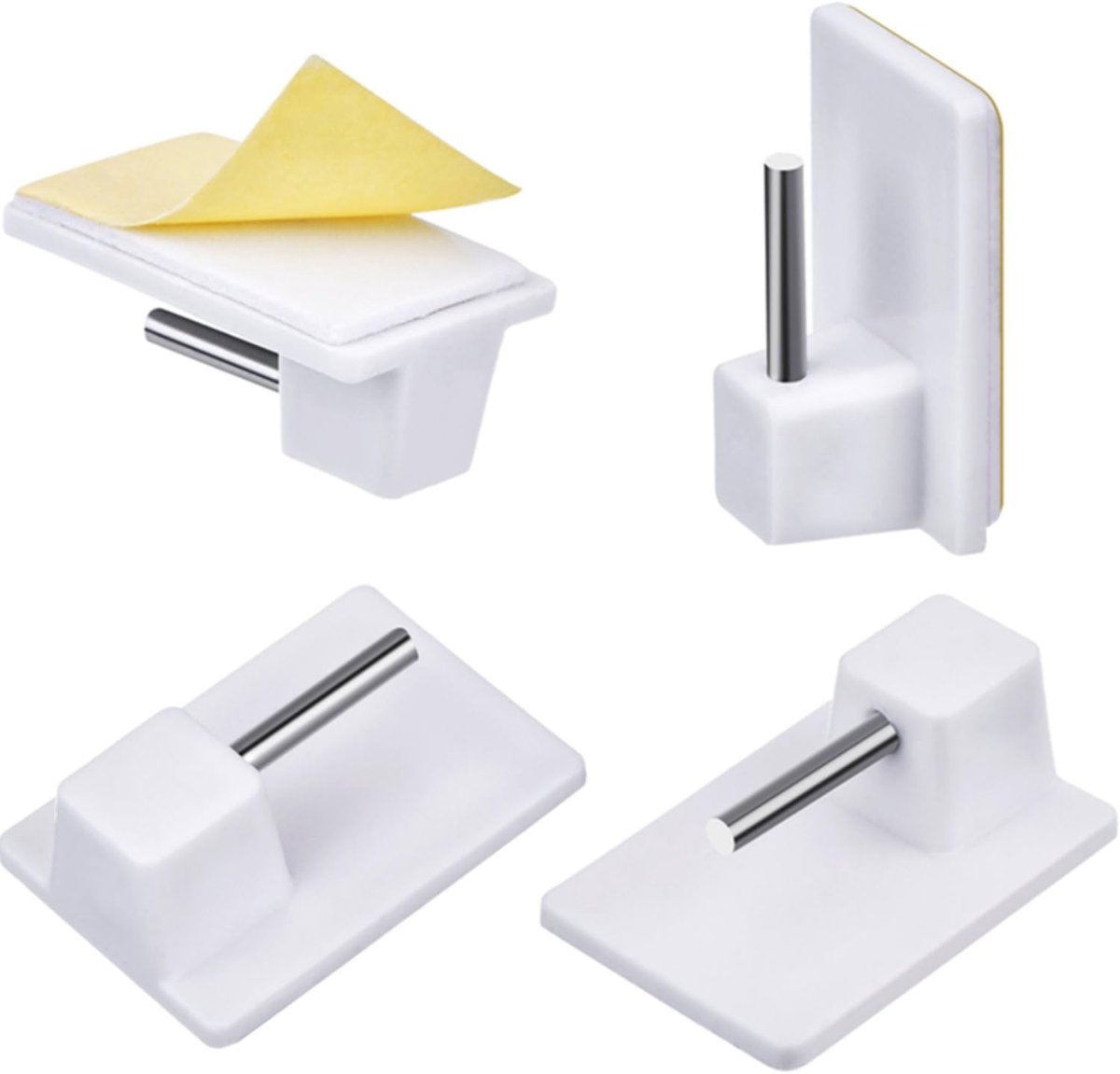 SnelShoppen - 20 Stuks Zelfklevende Haakjes voor Gordijnen, Wit, 2.8x1.9cm, Perfect voor Netgordijnen, Eenvoudig te Installeren, Geen Gereedschap Vere