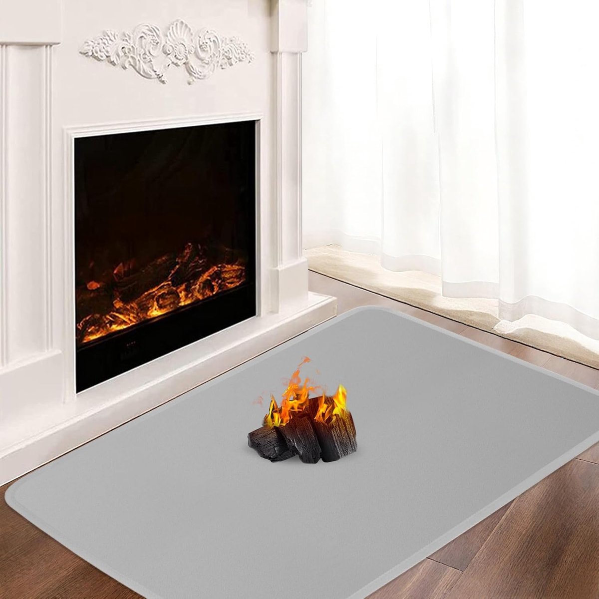SnelShoppen - Vuurplaats Vloerkleed 150 x 80 cm - Brandveilige Mat voor Open Haard en Houtkachel - Hittebestendige Vloerbeschermer voor Binnen & Buite