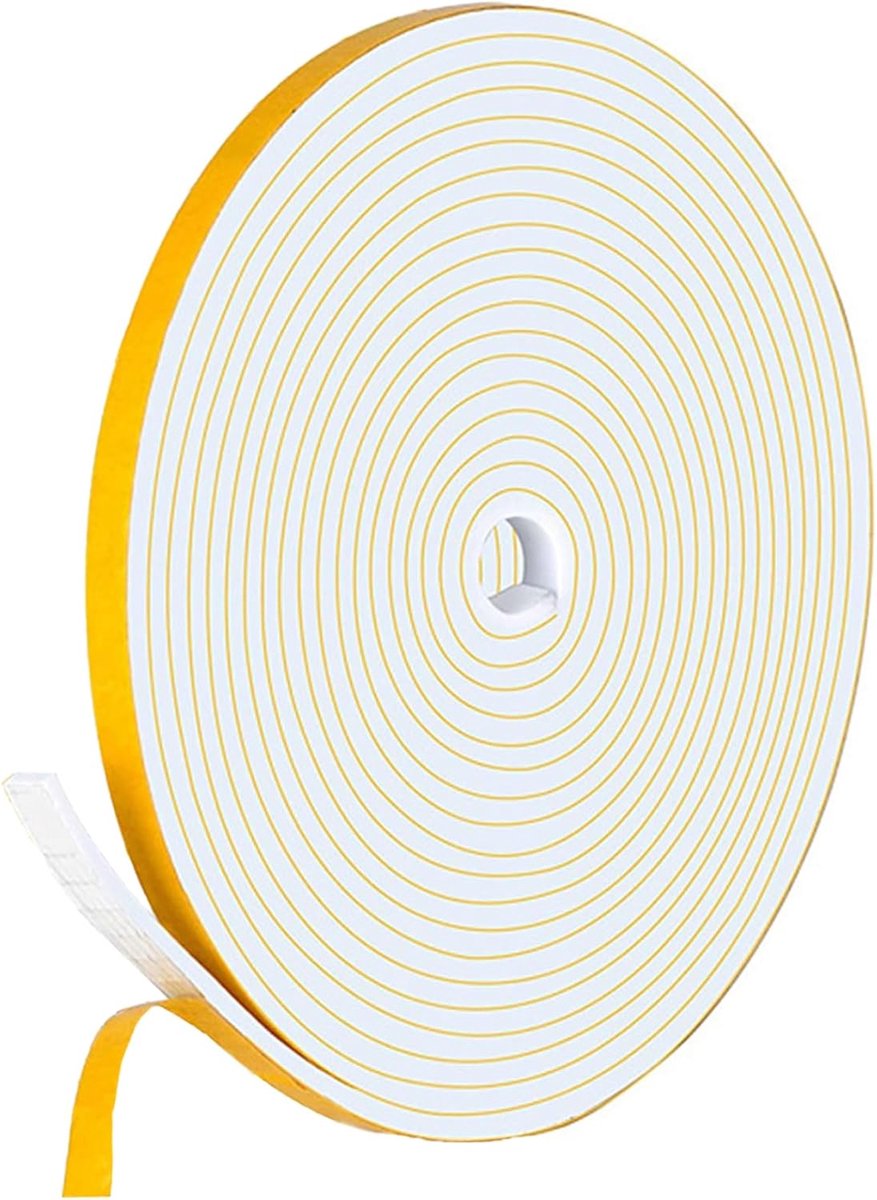 SnelShoppen - 3 m Geluidsisolatie Tape, Deur Bescherming, Foam Seal, Weerbestendig, Sterke Lijm, 9 x 3 mm, Wit voor Thuis, Kantoor, Tuin