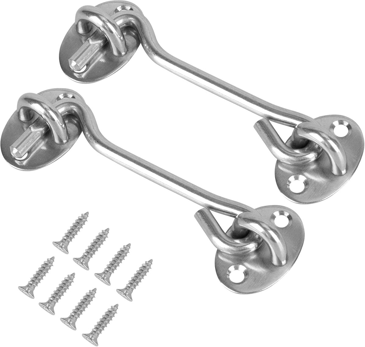 SnelShoppen - Storm Hooks met Oogjes RVS Cabin Hooks Deurslot Raambeschermer 10cm voor Poort, Garage, Tuin, Schuur, Veiligheid
