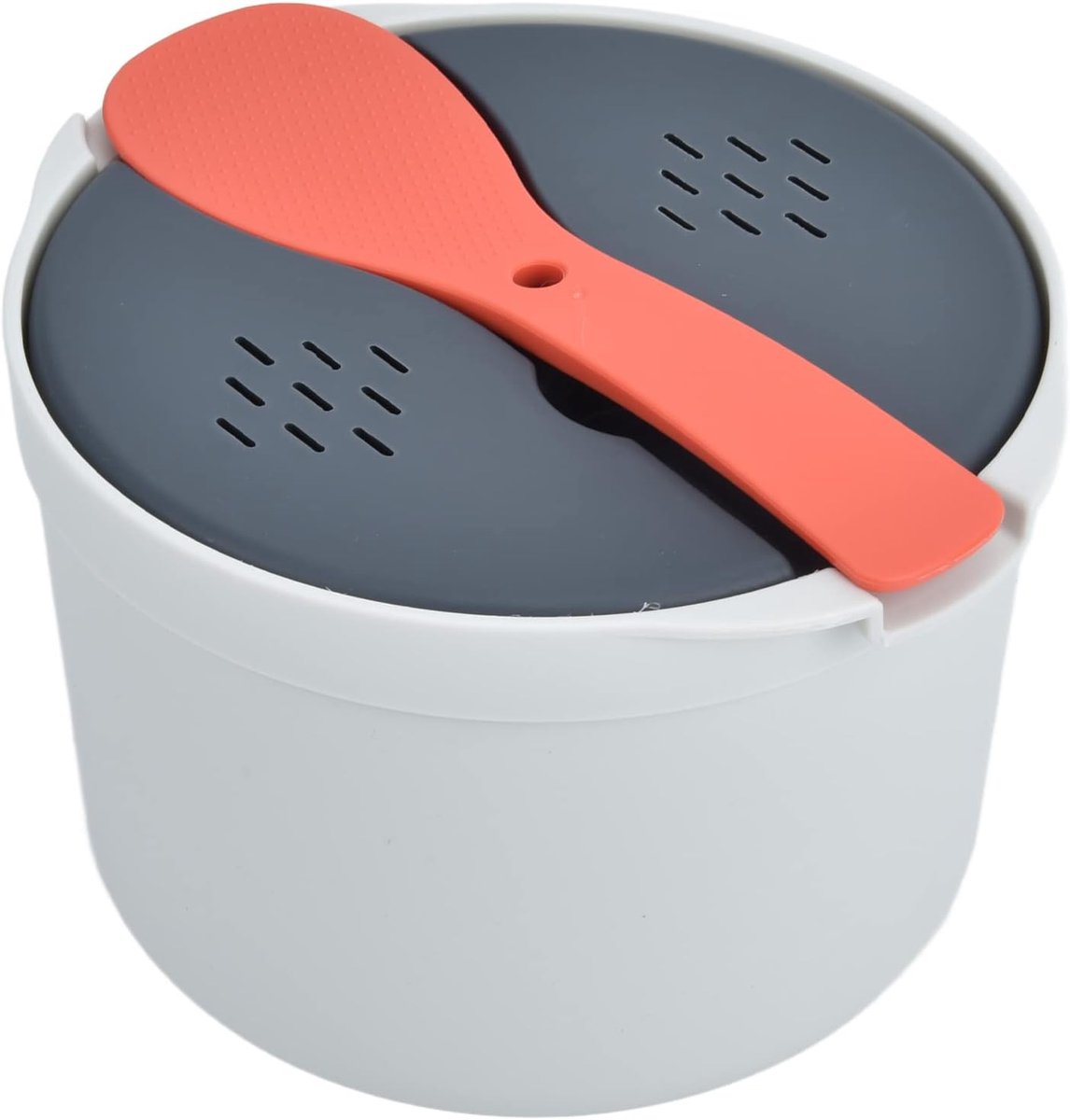 SnelShoppen - Magnetron Rijstkoker - Food Grade Microgolf Rijstmaker - Stoompan met Zeef en Multifunctionele Lepel - Perfect voor Rijst, Pasta en Groe