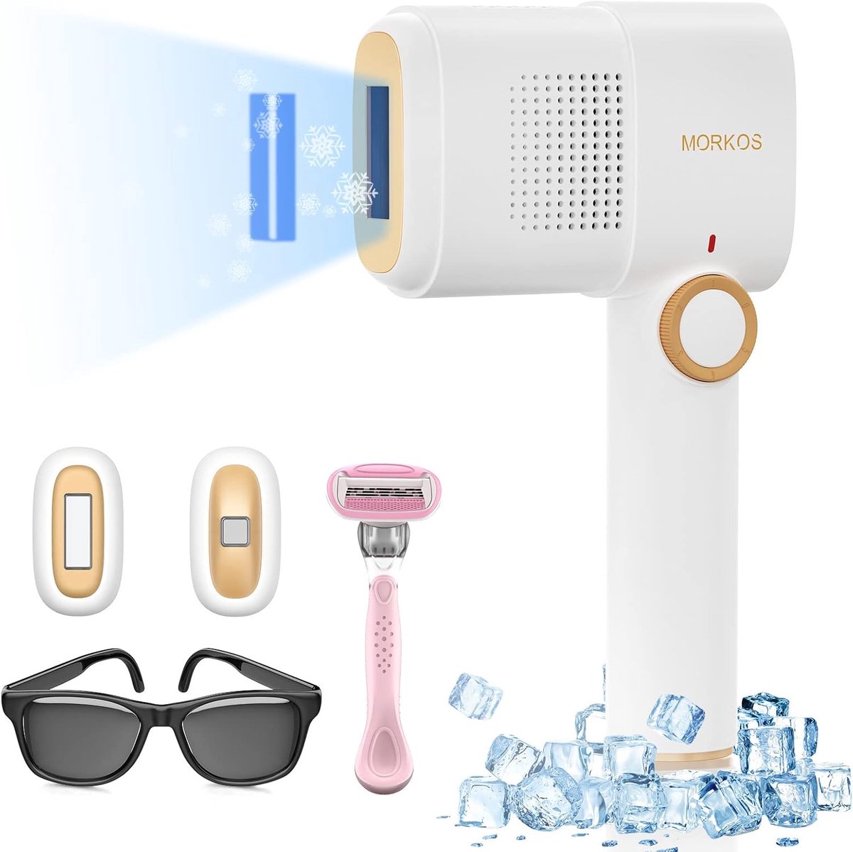 Thijox - IPL-apparaat ontharing voor mannen en vrouwen, 999.999 flitsen, pijnloos laser ontharingsapparaat voor gezicht, oksels, armen, rug, bikini en