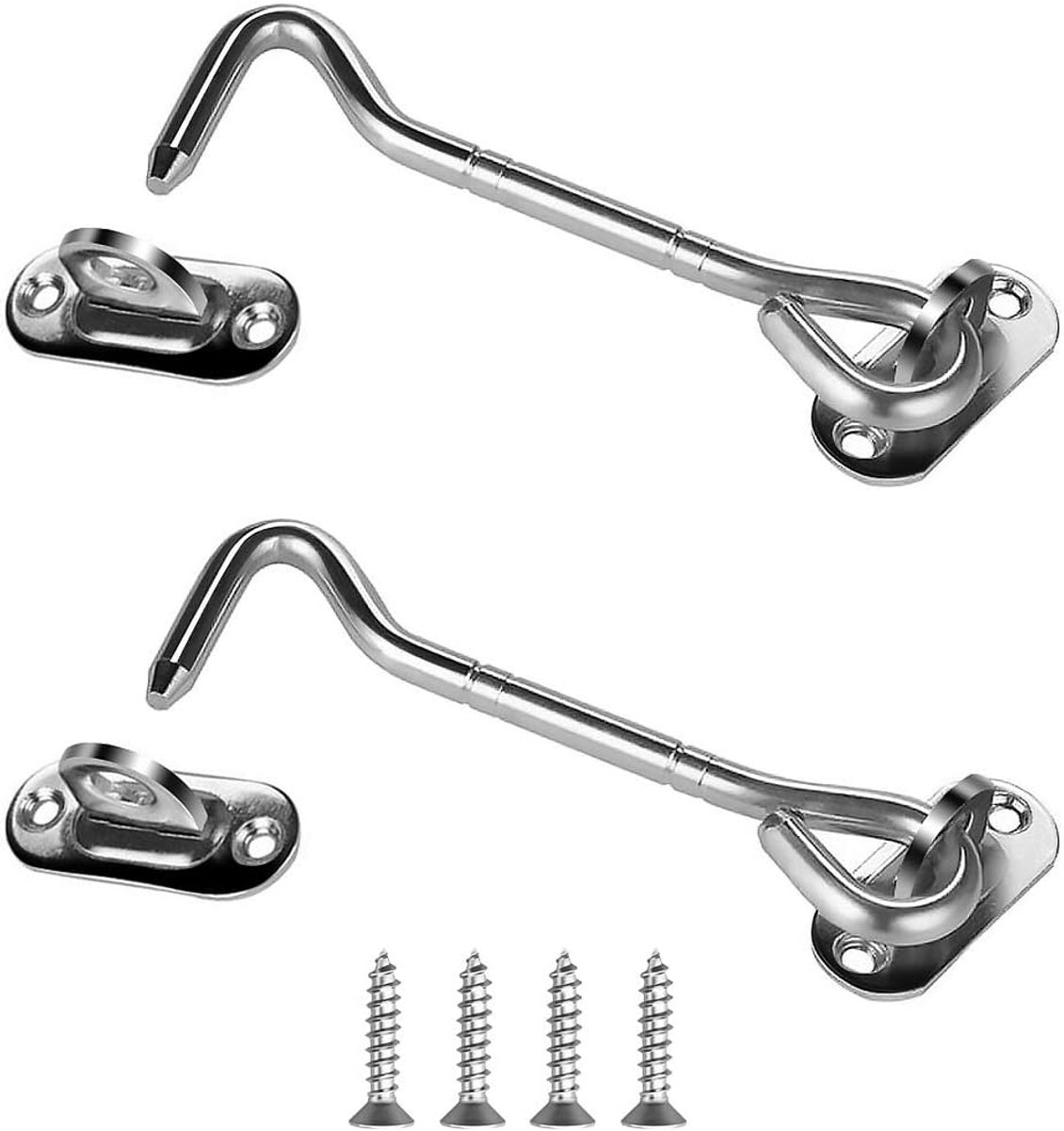 SnelShoppen - 2 Stuks Cabin Hooks Deursloten en Bouten voor Deur- en Raamsluiting, RVS 101mm, Zilver, Geschikt voor Stille Ruimtes, Veelzijdig Gebruik