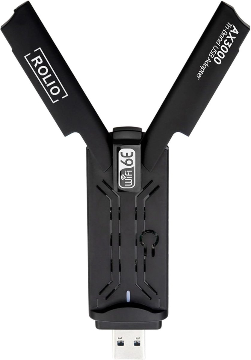 Thijox - WiFi Adapter USB 3000Mbps - WiFi 6E Dual Antenne - Ondersteunt Windows en Linux Laptops en Computers - Supersnelle Draadloze Verbinding