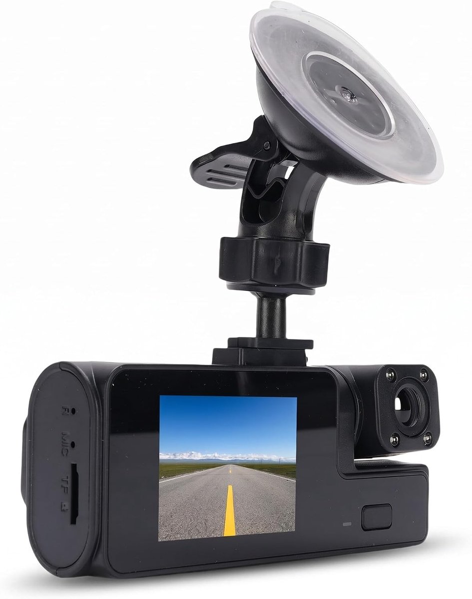 SnelShoppen - 3 Kanaals Dashboard Camera 1080p, Voor- en Achtercamera, Wifi Dashcam met 2 Inch LCD Scherm, Reverse View, Ondersteunt 128GB SD Kaart