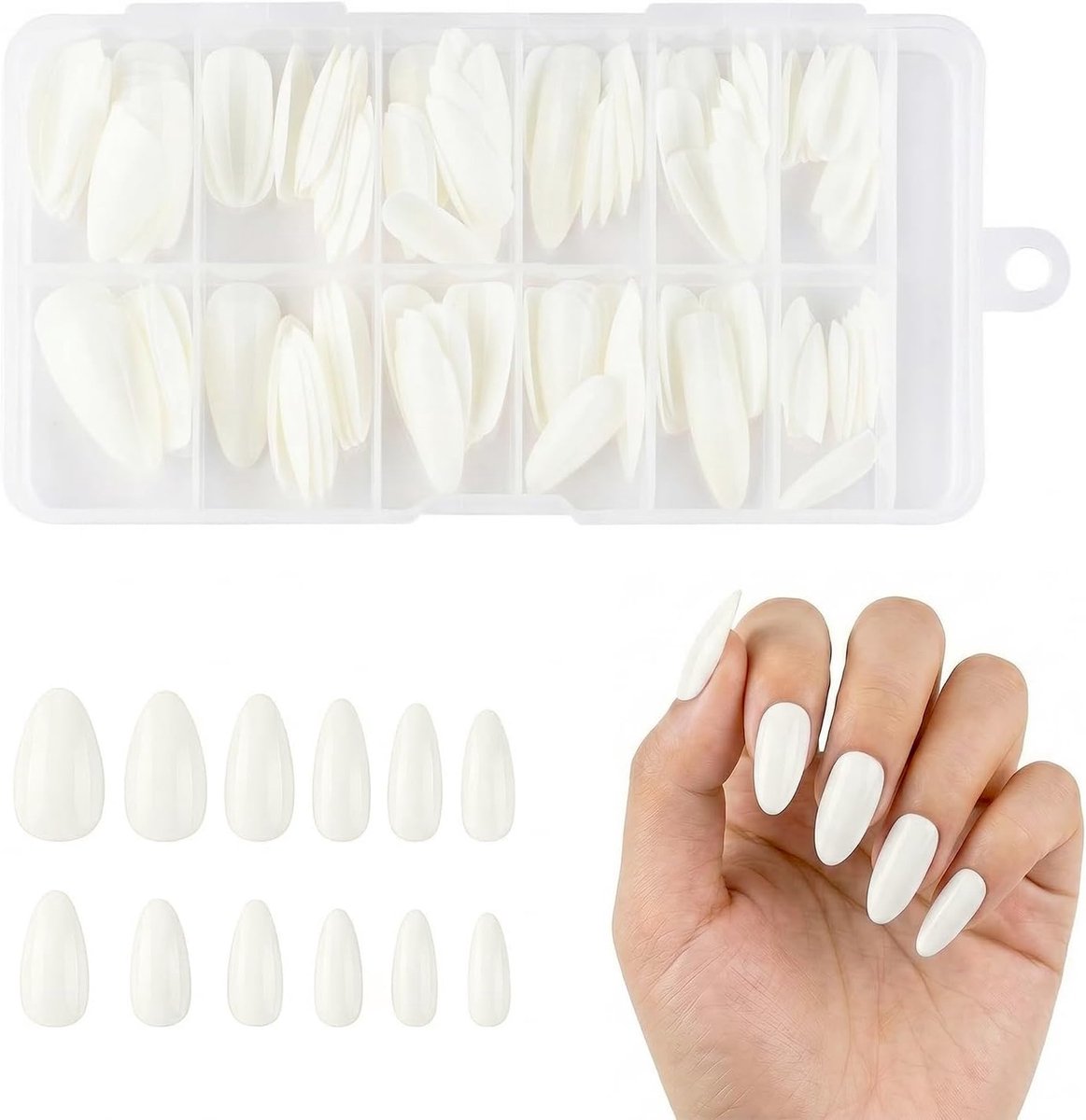 SnelShoppen - 120 Stuks Witte Acryl Nagels | Glanzende Witte Persnagels voor Dagelijks Gebruik, Feest, Bruiloft, Nagelkunst