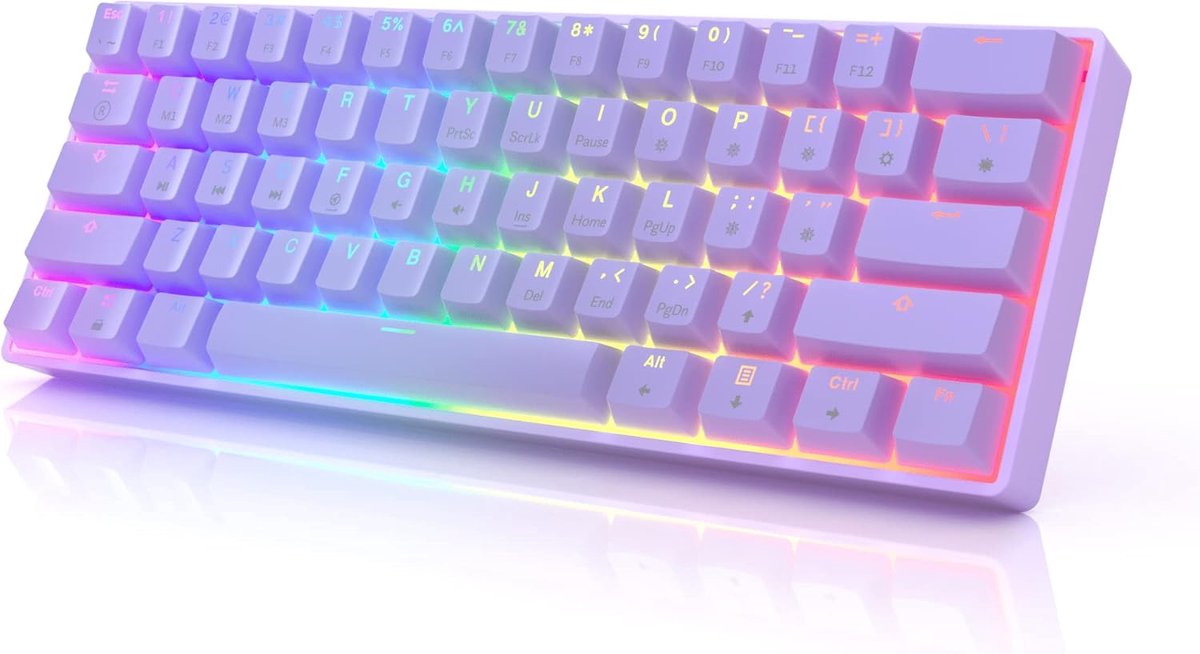 SnelShoppen - GK61 Mechanisch Gaming Toetsenbord 60% | 61 RGB Regenboog LED Toetsen | Hotswap Gateron Zwarte Switches | USB Bedraad | Voor Mac en Wind