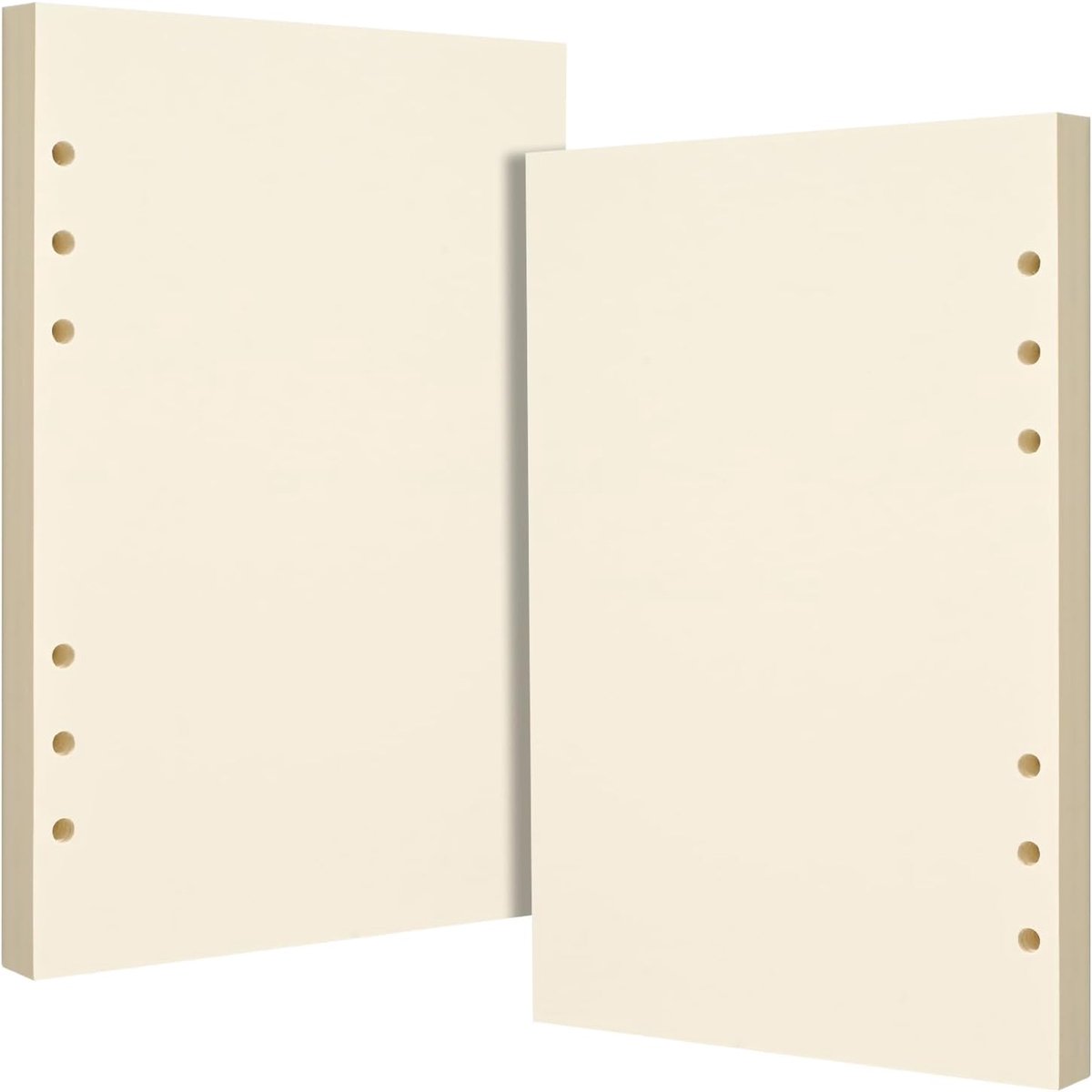 SnelShoppen - Beige A5 6-Gats Losbladig Papier - 100gsm Dikte - Dubbelzijdig Geschikt voor Vulpen en Gelpen - 2 Pack - Perfect voor Notities en Organi