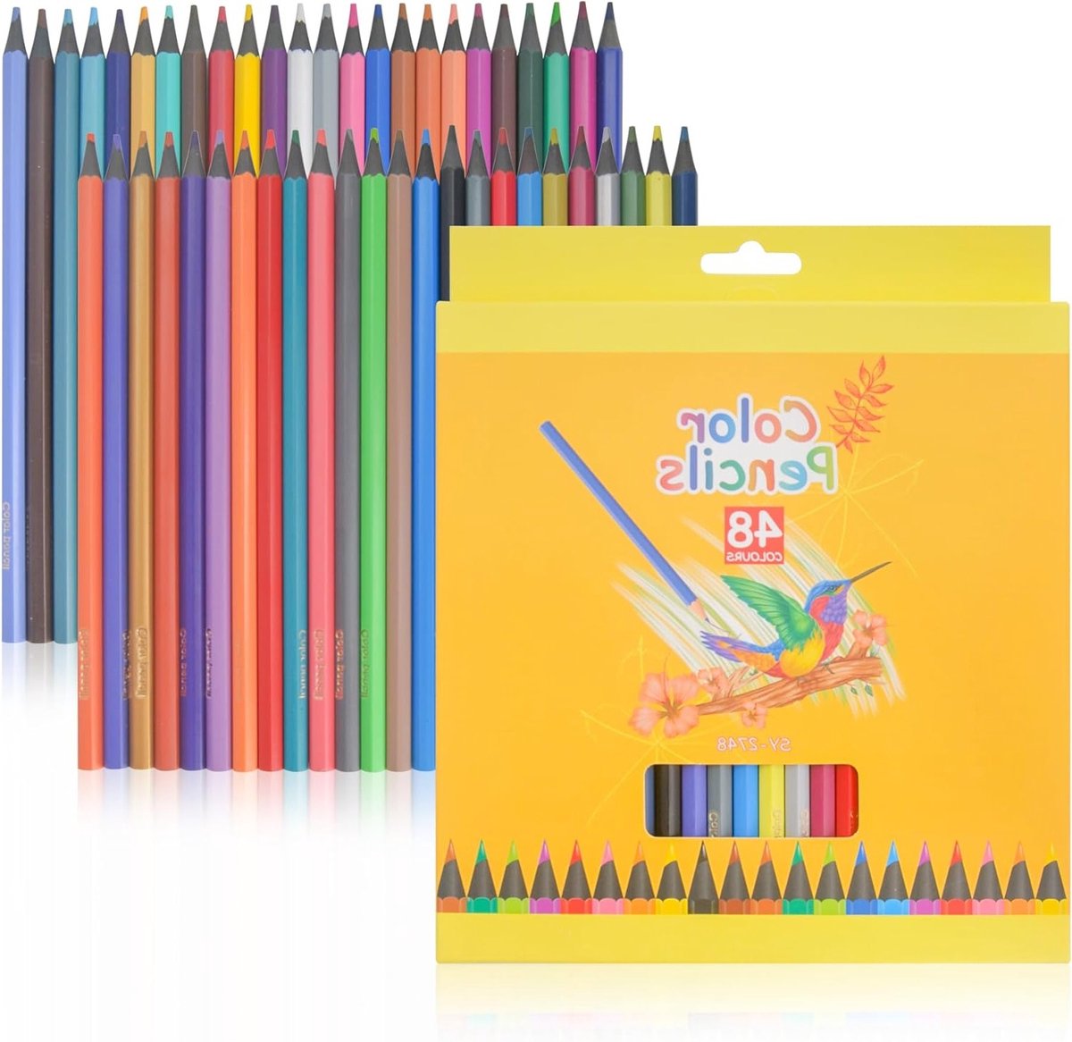 Set van 48 Kleurpotloden in Diverse Kleuren, Zachte Kern en Levendige Tinten voor Tekenen, Kleurboeken en Creatieve Projecten, Ideaal voor Volwassenen en Beginners