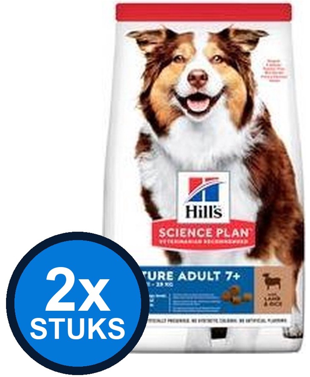 2x Hill's - Science Plan dog mat ad 7+ M lamb&rice 2,5kg - Hondenvoer - 2.5 kg