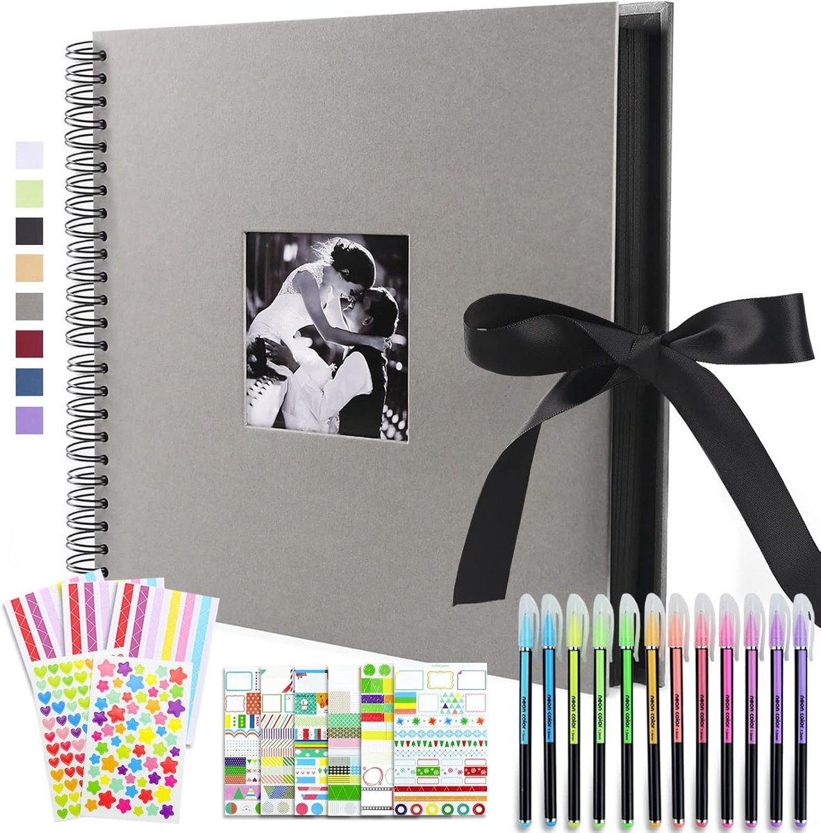 SnelShoppen - Scrapbook Foto Album Set met Stickers, Kleurrijke Pennen, 12 x 12 Inch DIY, 80 Pagina's, Hard Cover voor Bruiloft, Valentijnsdag, Gasten