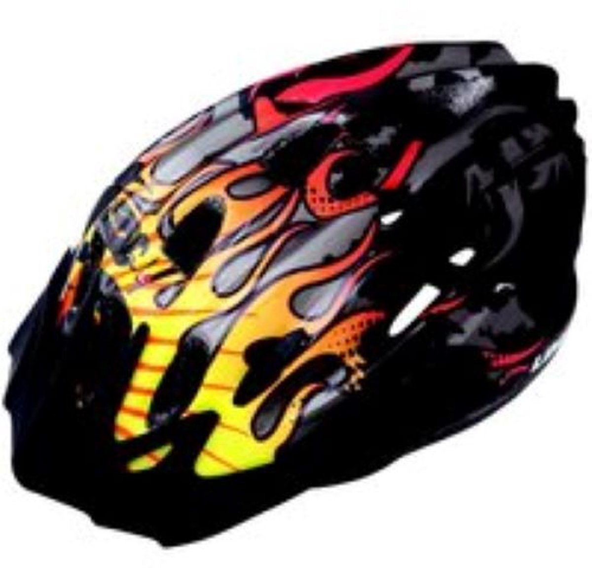 Fietshelm voor jeugd zwart met vlammen motief - Limar 515 Dragon Flame - Maat M (50-56cm) - afneembare visor