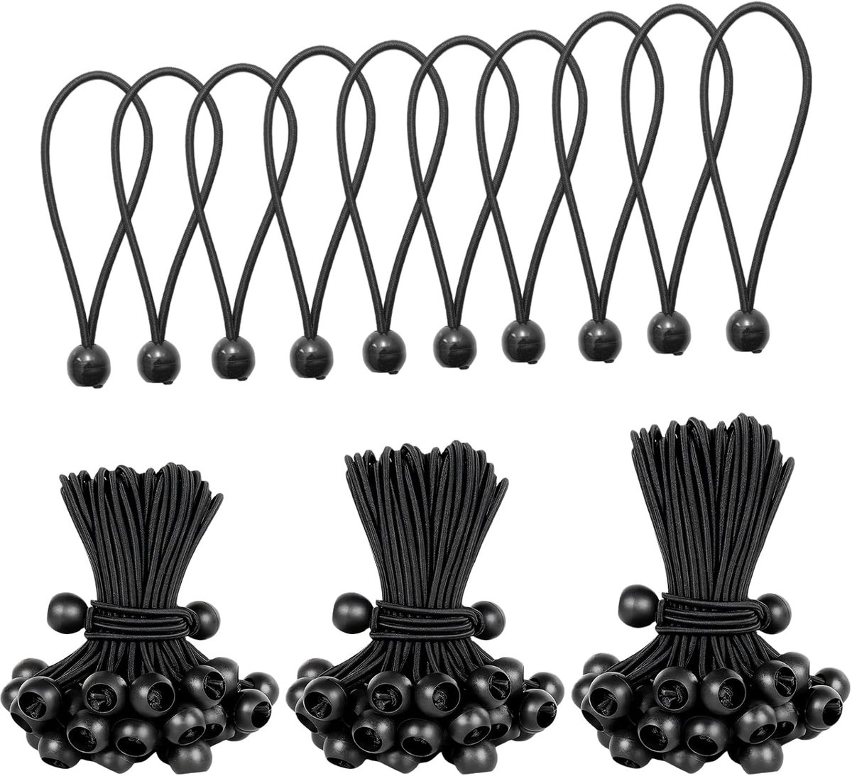 SnelShoppen - Pack van 30 Elastische Tensioners, Zeilspanners, Elastische Straps 10/15/20 cm voor Camping, Tent, Awnings, Tarpaulins en Meer - Hoogwaa