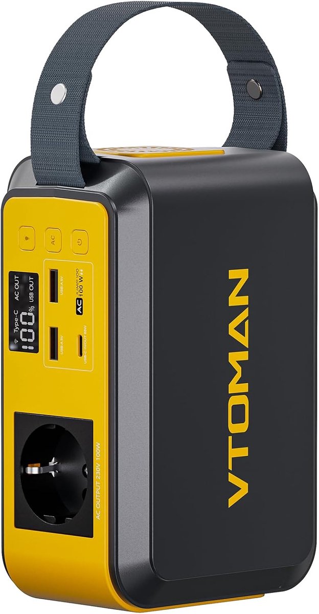 SnelShoppen - Jump 100 Powerstation 89.6Wh LiFePO4 100W AC 65W PD - Duurzaam, Veilig, Compact, Voor Camping en Noodstroom - Multi-Apparaat Opladen